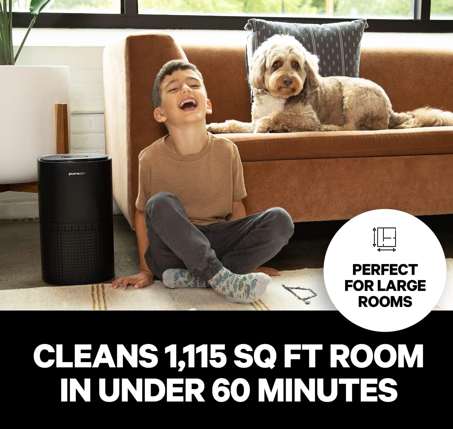 PuroAir HEPA 14 Air Purifier for Allergies - Covers 1.115 Sq Ft - Hospital-Grade Air Filter - Air Purifier for Allergies and Pets - Covers Large Rooms - Filters 99.99% of Pet Dander. Smoke. Allergens. Dust. Odors. Mold