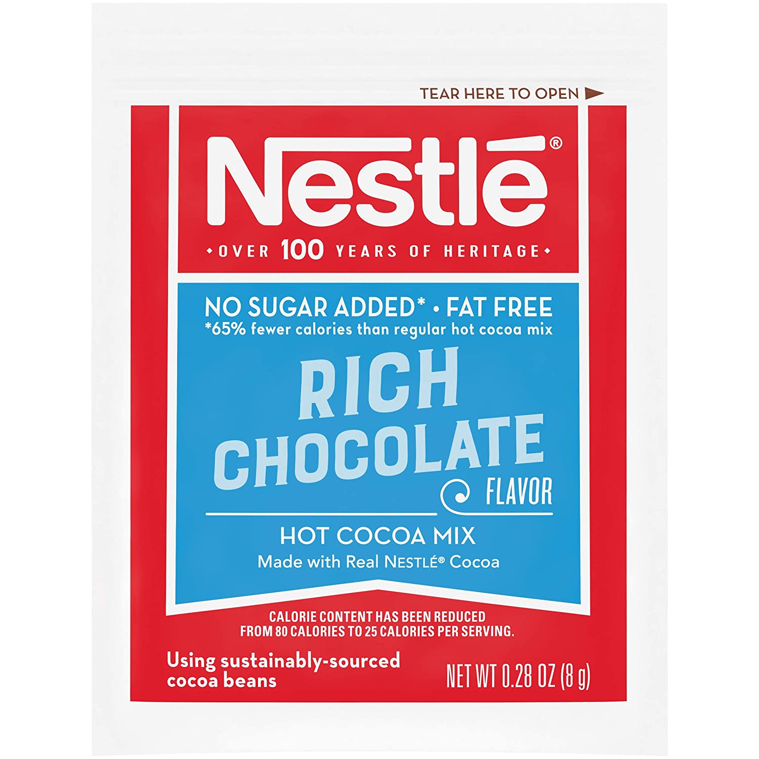 Nestle Hot Cocoa Chocolate Packets. Hot Cocoa Mix. No Sugar Added and Fat Free. 30 Count (0.28 ounce Each)