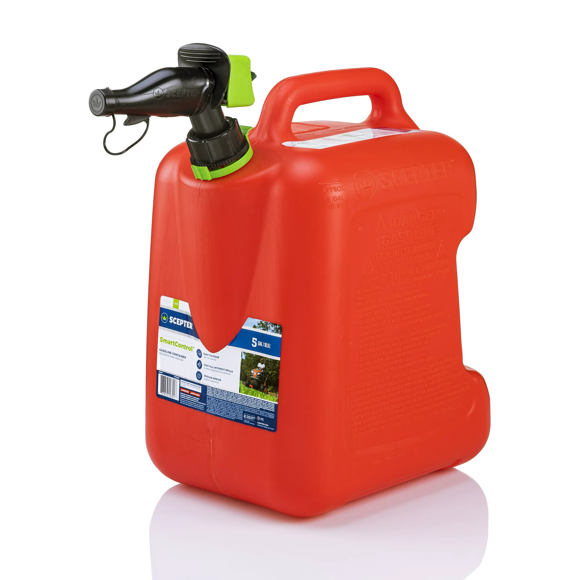 Scepter 5 Gallon SmartControl Gas Can with Rear Handle. FSCG502. Red Fuel Container