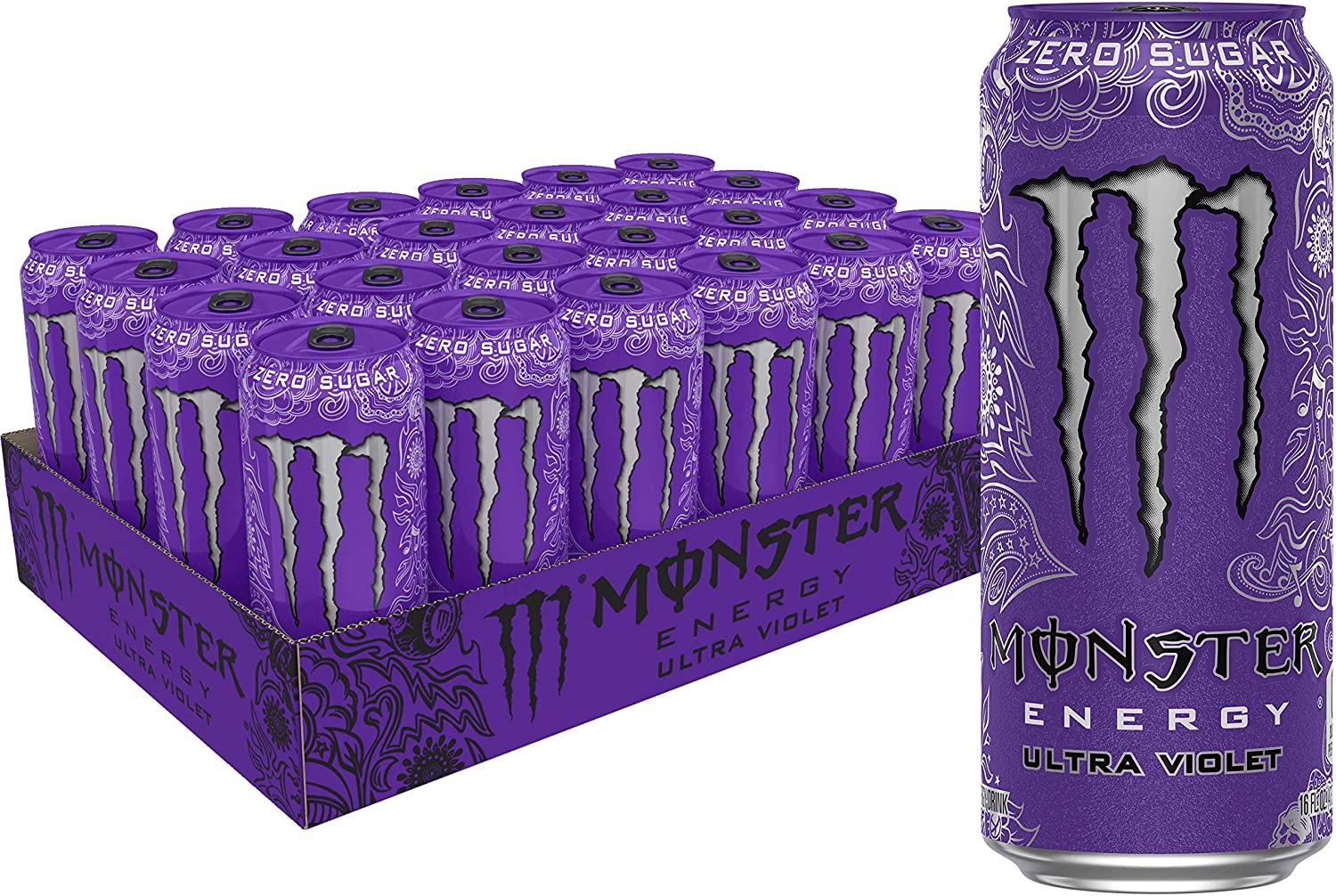 Monster Energy Ultra Violet. Sugar Free Energy Drink. 16 Ounce (Pack of 24)