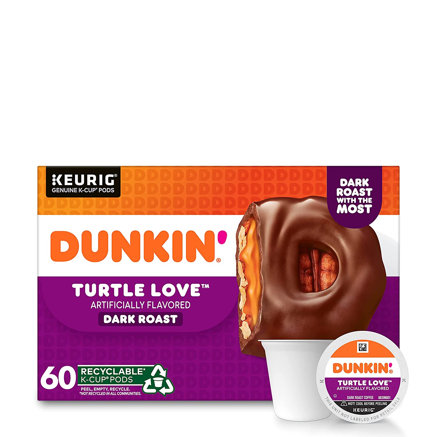 Dunkin- Turtle Love Flavored Coffee. 60 Keurig K-Cup Pods. 10 Count (Pack of 6)
