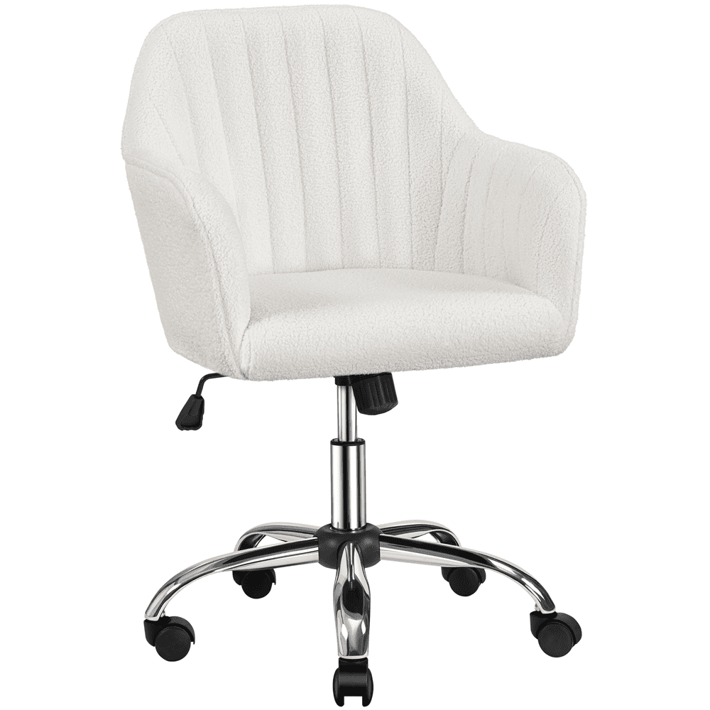 Alden Designs Boucle Mid-Back Task Chair with Armrests. Ivory