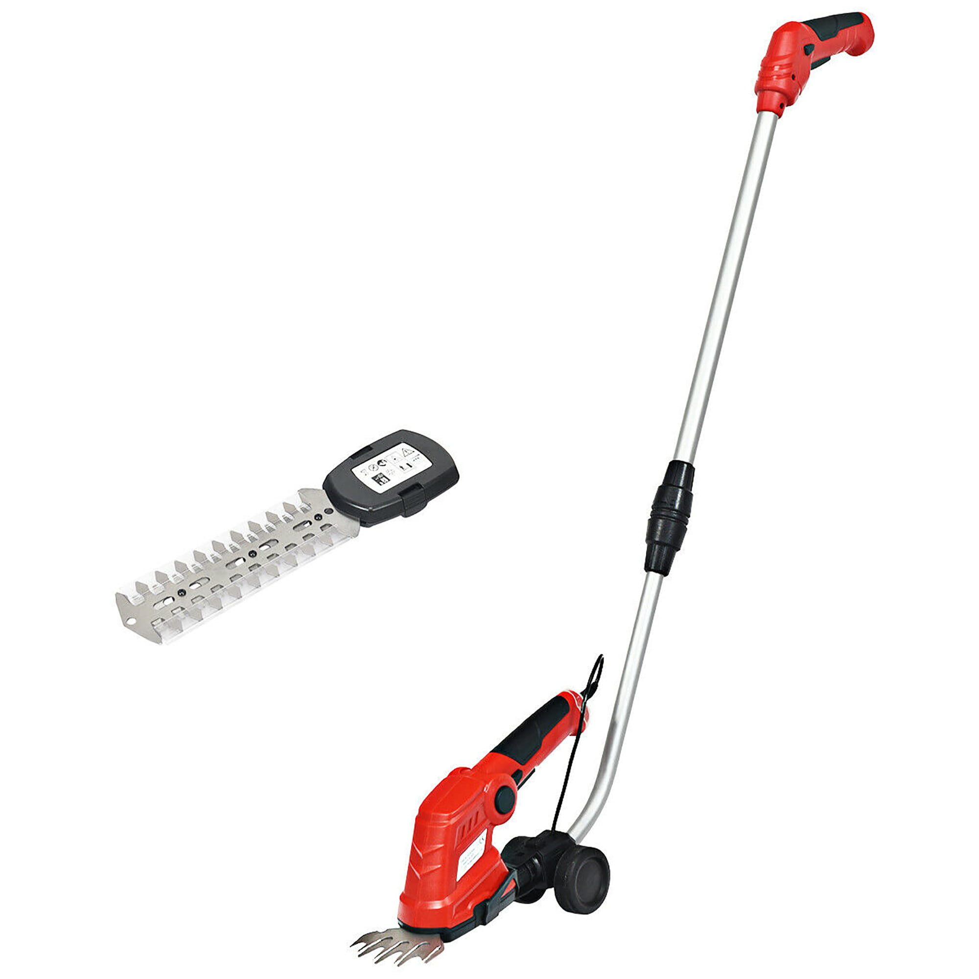 Costway 7.2V Cordless Grass Shear/Shrub Trimmer w/Blades Wheeled Extension Handle