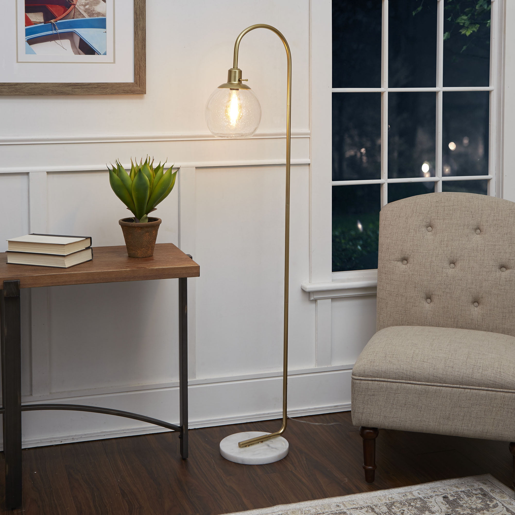 Better Home & Gardens Metal Floor Lamp. Brushed Brass