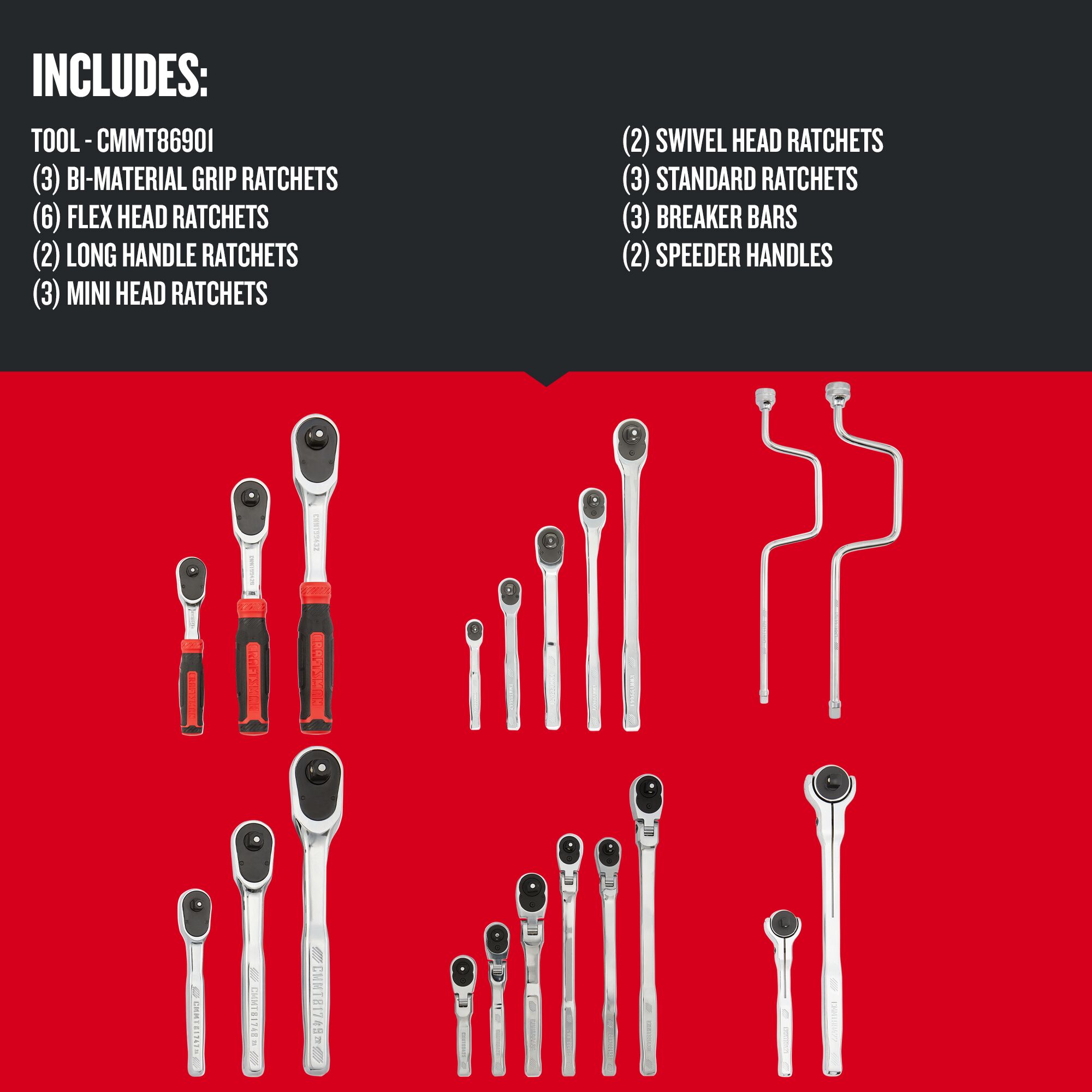 CRAFTSMAN 24-Piece Standard (SAE) and Metric Polished Chrome Mechanics Tool Set