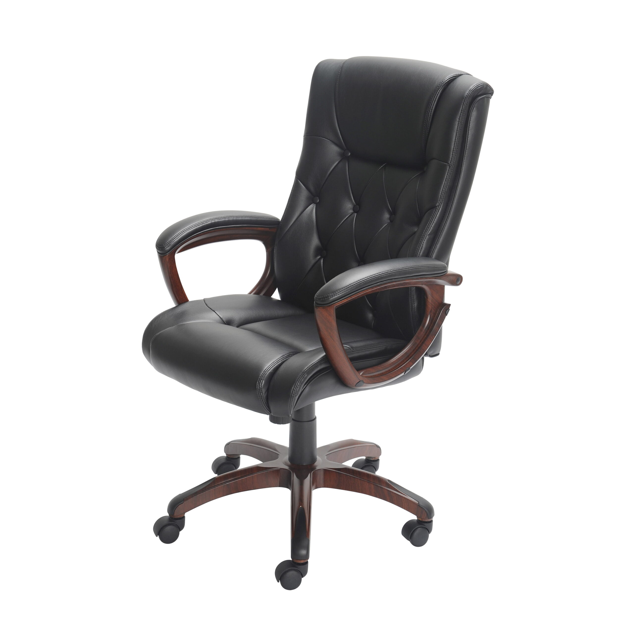 Better Homes and Gardens Executive. Mid-Back Manager-s Office Chair with Arms. Black Bonded Leather. Black
