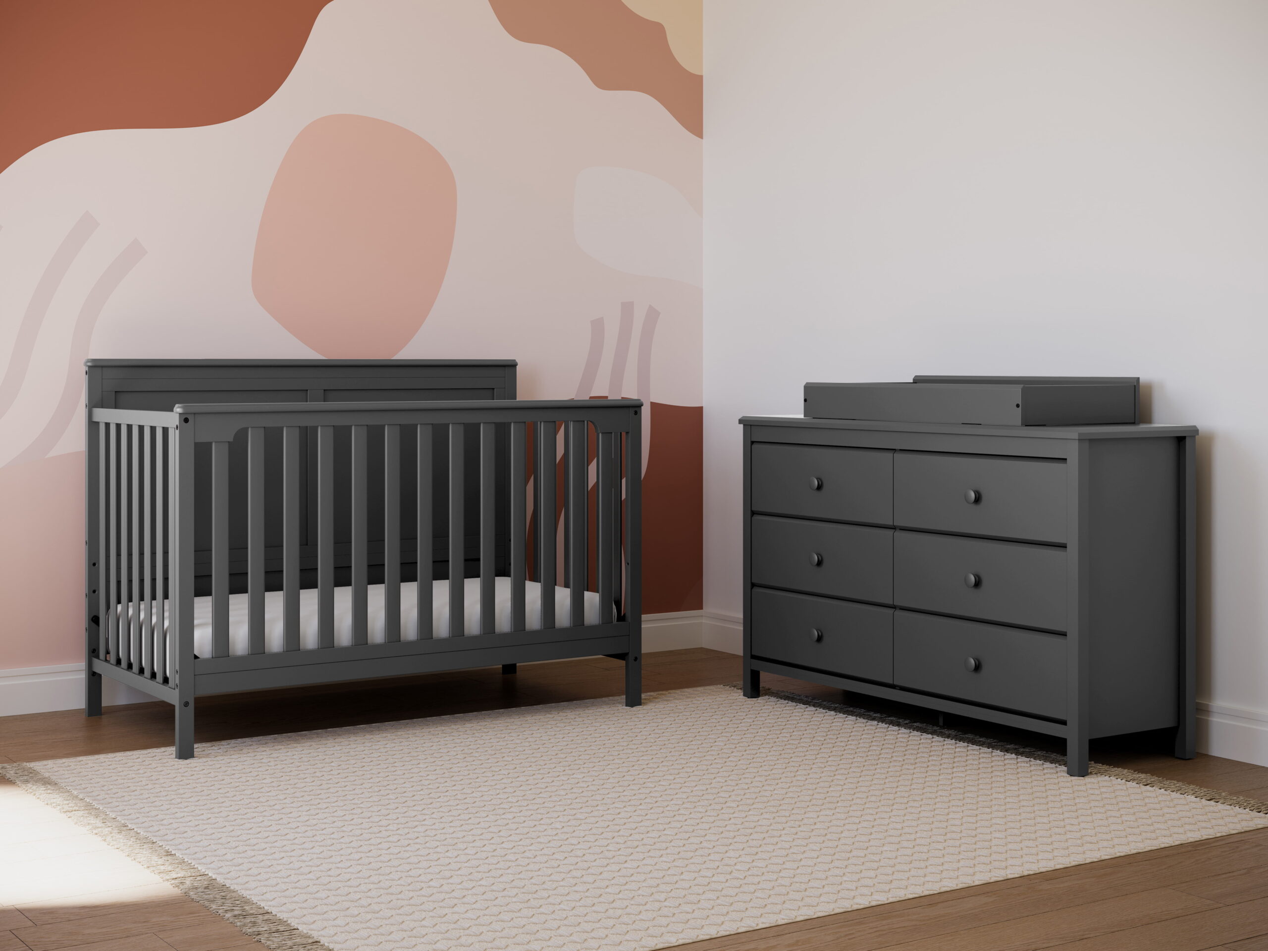 Storkcraft Alpine 6 Drawer Modern Double Dresser Gray