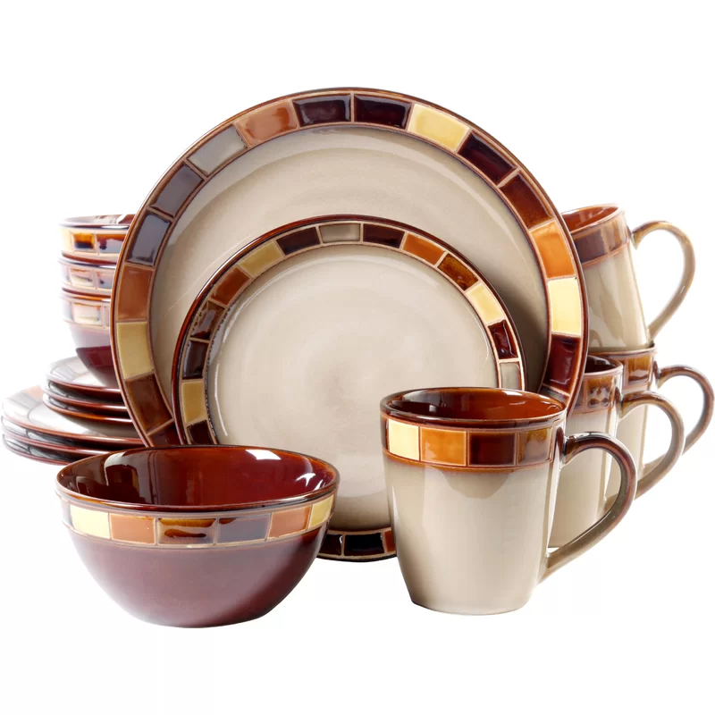 Red Barrel Studio® Weller Stoneware Dinnerware Set - Service for 4 - Brown
