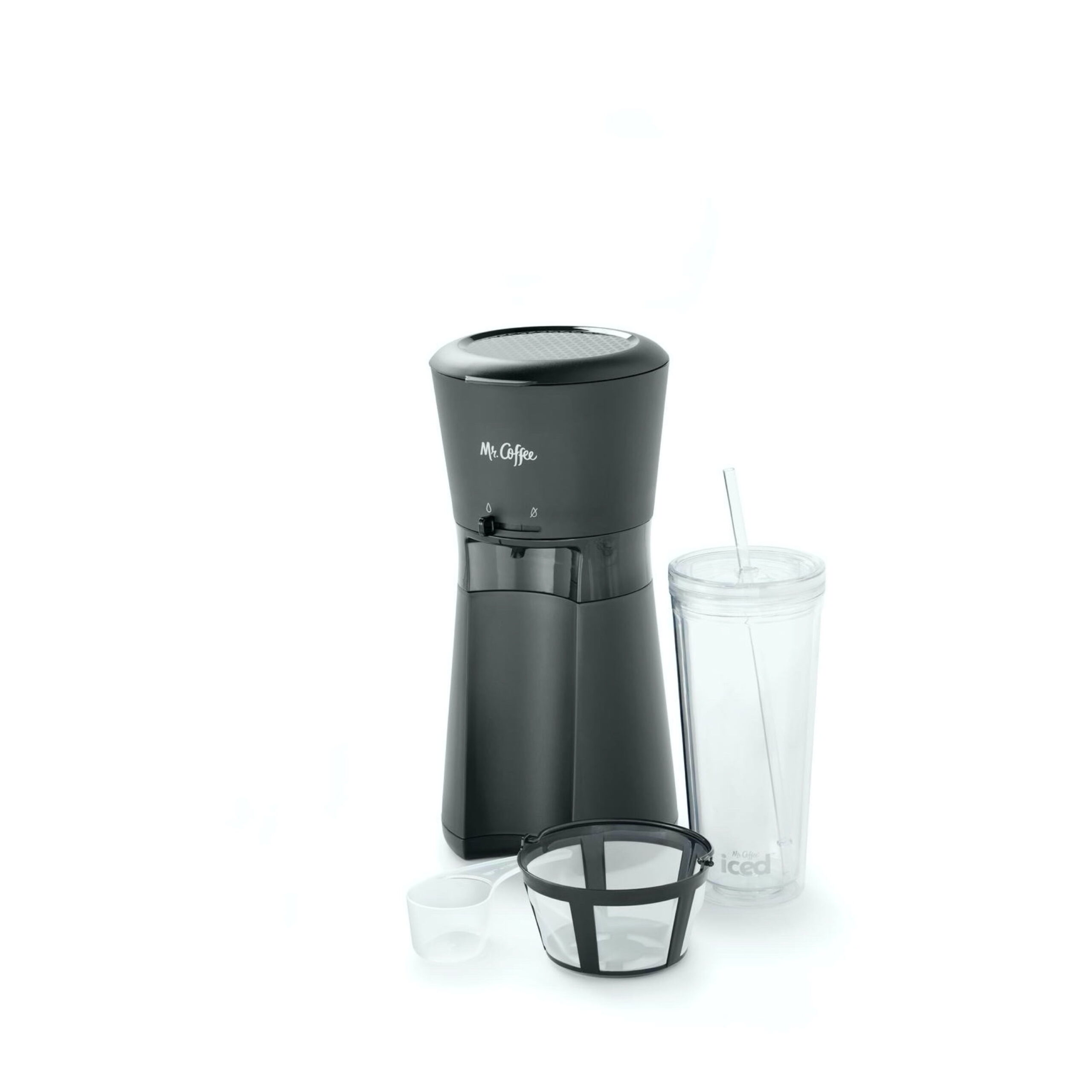 Mr. Coffee® Iced™ Coffee Maker with Reusable Tumbler and Coffee Filter. Dark Grey