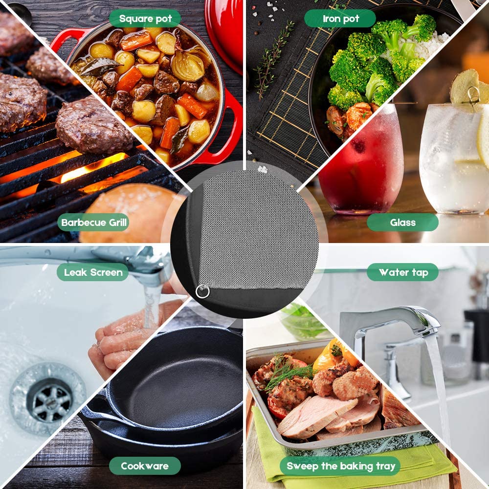 Amagabeli 10x10 Cast Iron Cleaner Mesh Premium 316 Stainless Steel Small Rings