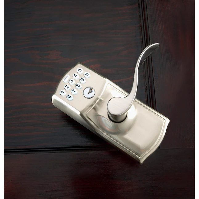 Schlage  Keypad Camelot Satin Nickel Single Cylinder Electronic Handle Lighted Keypad