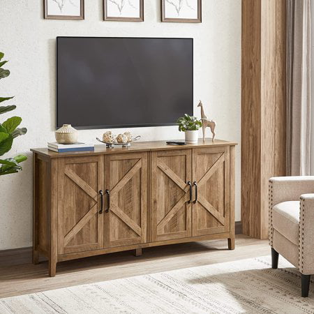 VASAGLE Buffet Cabinet Sideboard Storage Cabinet with Adjustable Shelves for Living Room Rustic Walnut