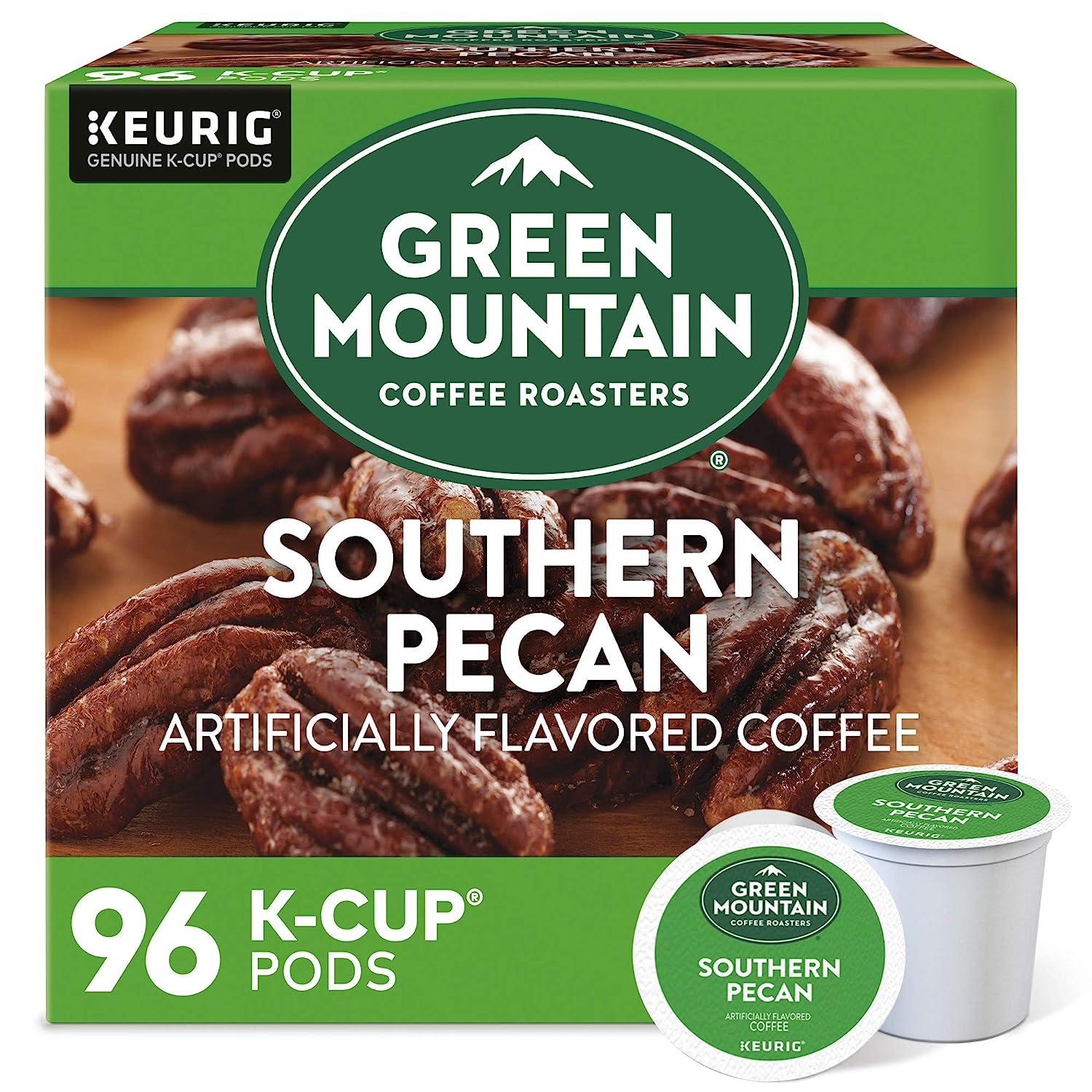 Green Mountain Coffee Roasters Southern Pecan. Single-Serve Keurig K-Cup Pods. Flavored Light Roast. 96 Count (Pack of 4)
