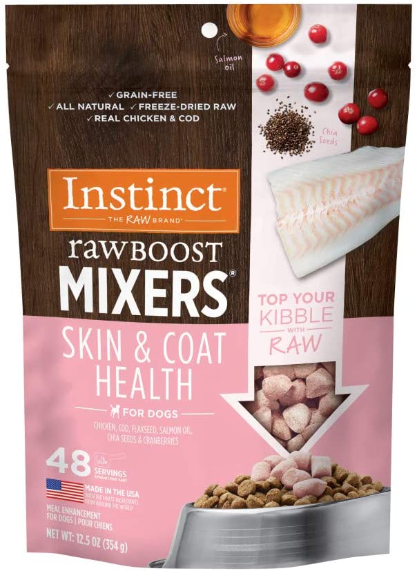 Instinct Freeze Dried Raw Boost Mixers Grain Free Skin & Coat Health Recipe All Natural Dog Food Topper. 12.5 oz.