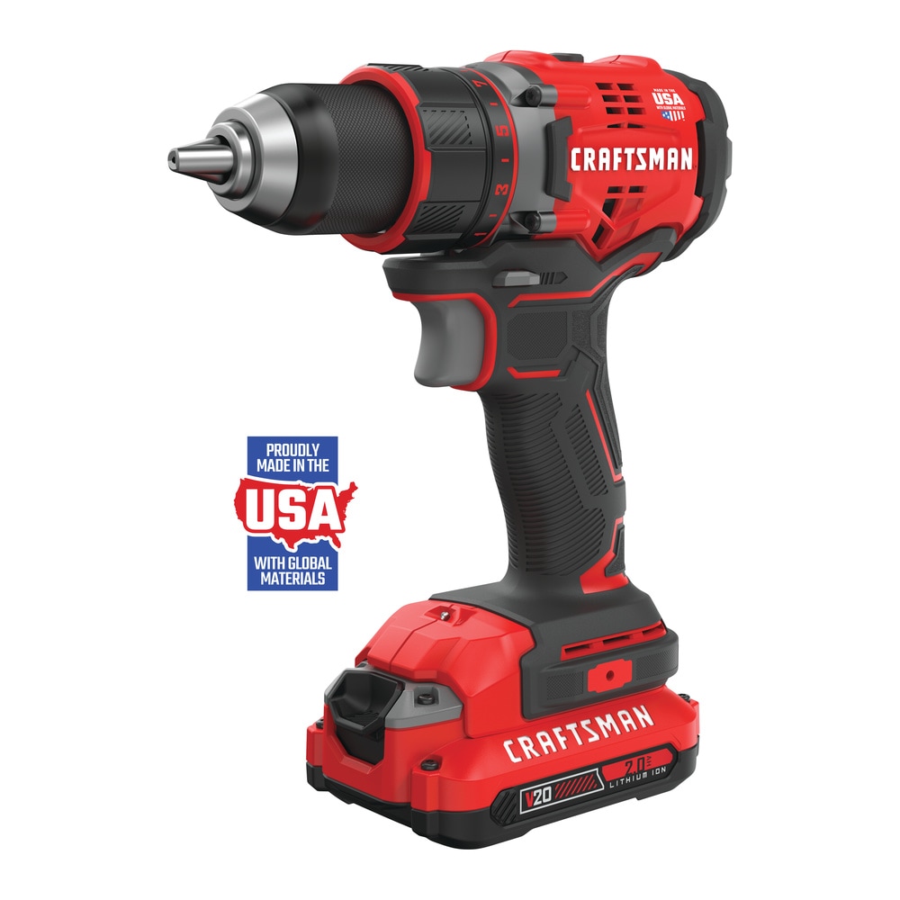 CRAFTSMAN V20 20-volt 1/2-in Brushless Cordless Drill(2 Li-ion Batteries Included and Charger Included)