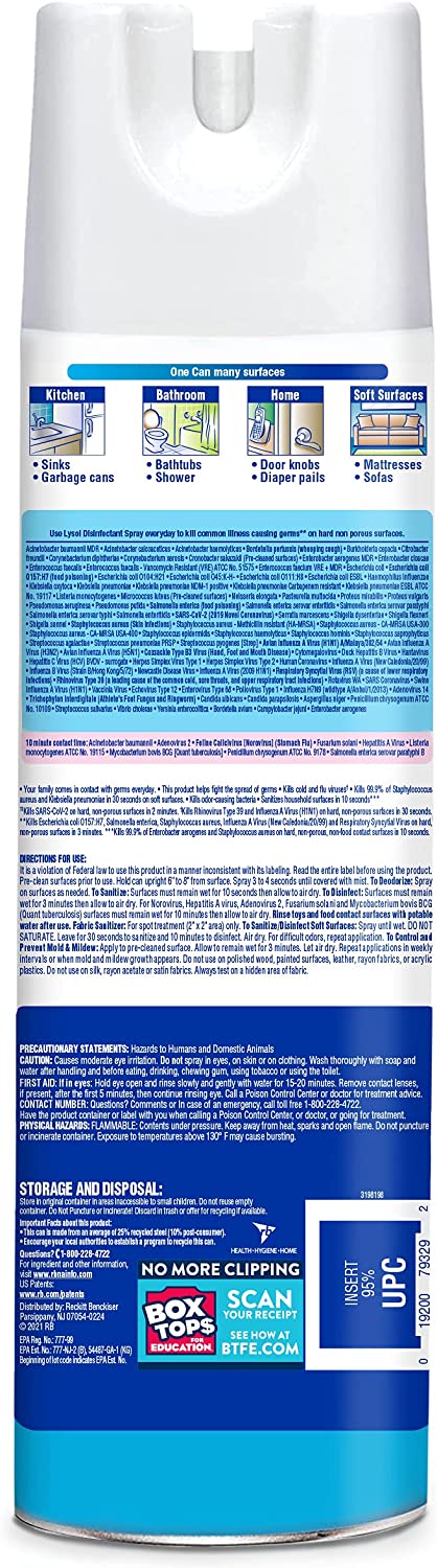 Lysol Disinfectant Spray. Sanitizing and Antibacterial Spray. For Disinfecting and Deodorizing. Crisp Linen. 19 fl oz (Pack of 12)