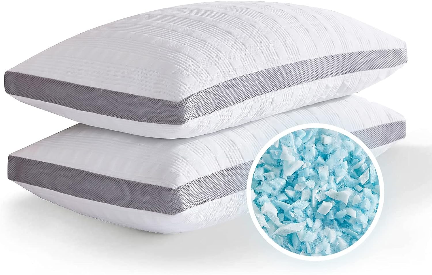 Meoflaw Cooling Pillows King Size Set of 2.Shredded Memory Foam Bed Pillows for Sleeping. Supportive King Pillows for Back & Side Sleepers.Adjustable 2 Pillows King Size with Washable Removable Cover