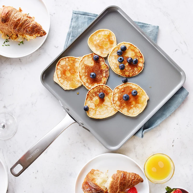 GreenPan Chatham Hard Anodized Healthy Ceramic Nonstick. 11″ Griddle Pan. PFAS-Free. Dishwasher Safe. Oven Safe. Gray