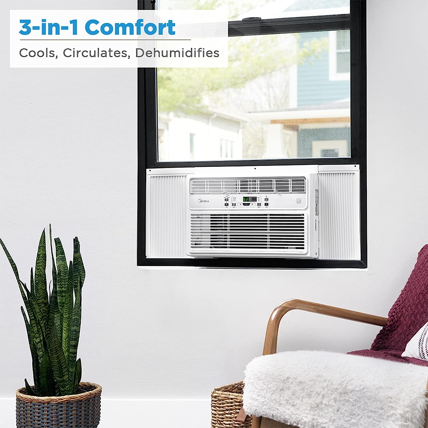 Midea 6.000 BTU EasyCool Window Air Conditioner. Dehumidifier and Fan - Cool. Circulate and Dehumidify up to 250 Sq. Ft.. Reusable Filter. Remote Control