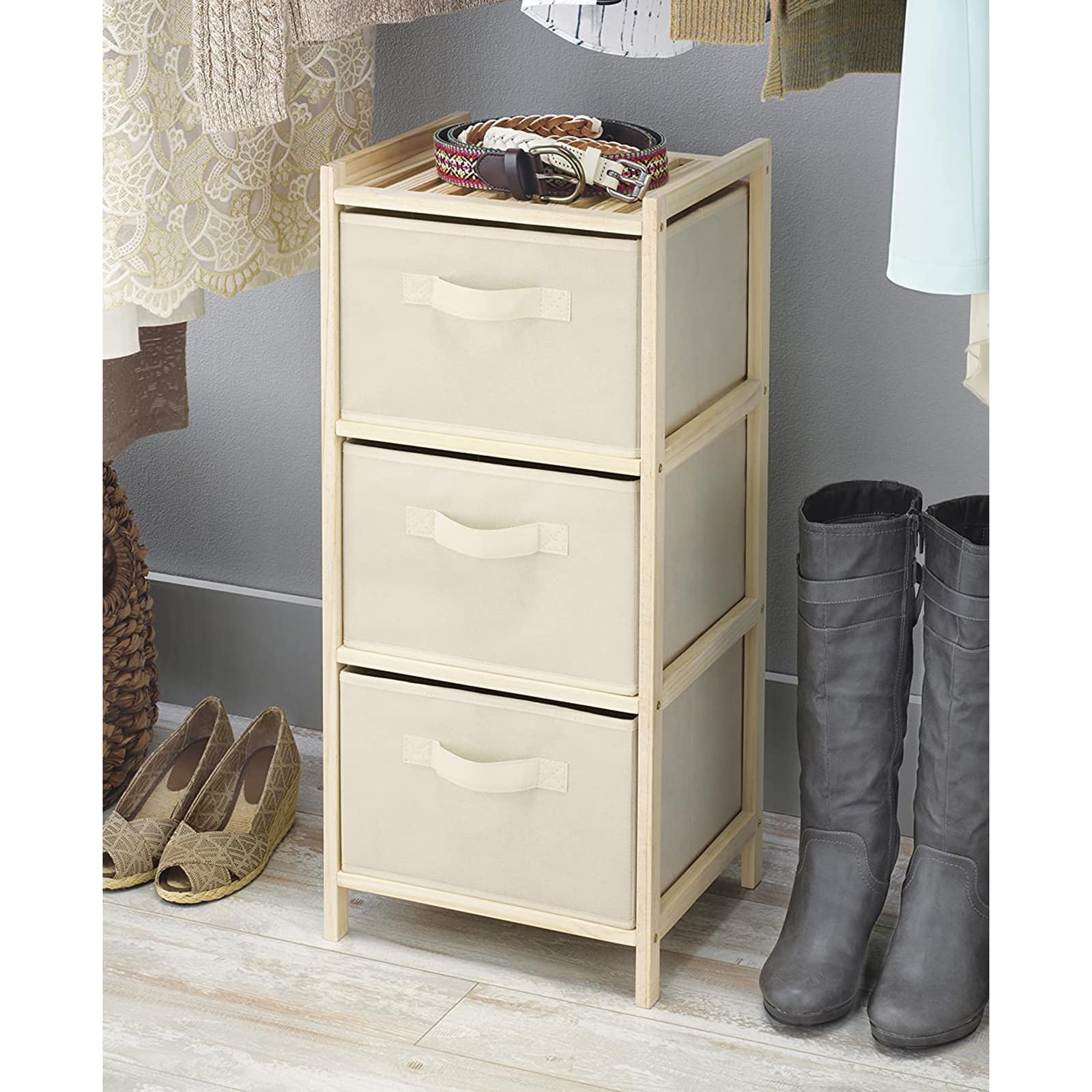 Whitmor Cream 3 Drawer Wooden Chest
