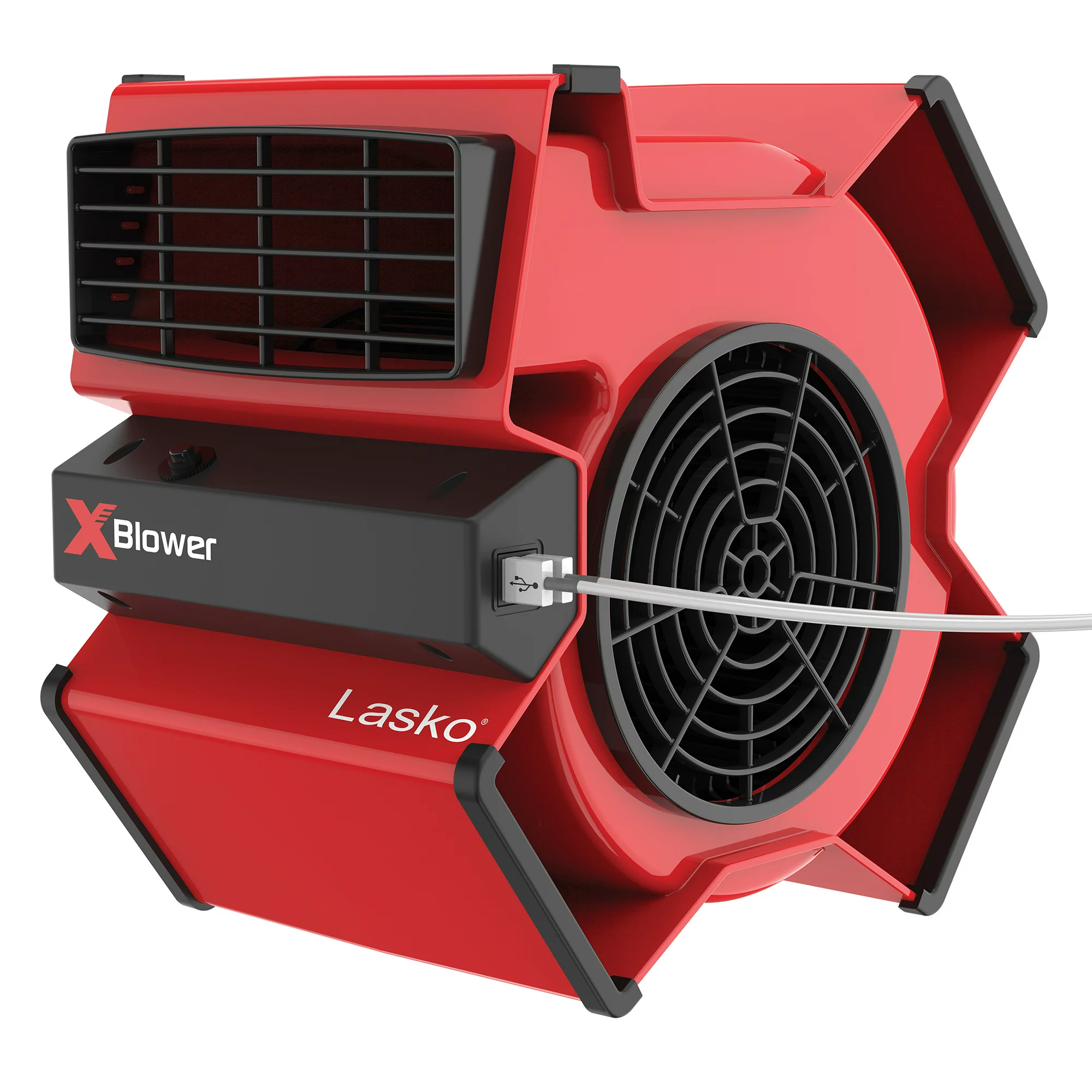 Lasko X-Blower Multi-Position Utility Blower Fan with USB Port. X12900. Red