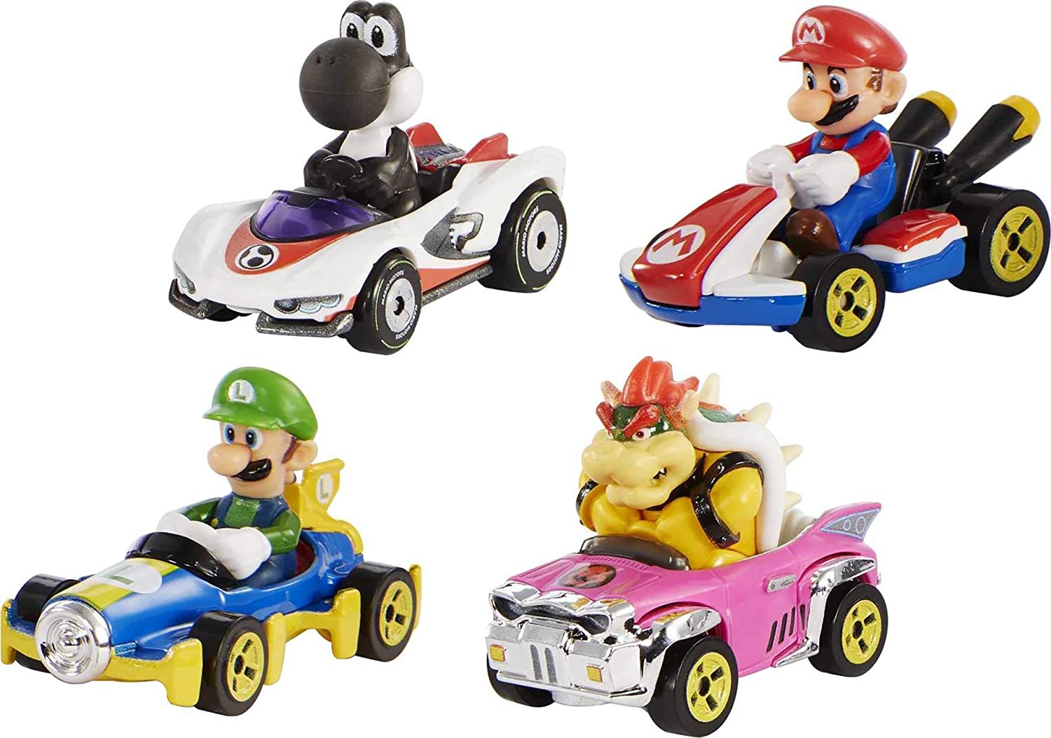 Hot Wheels Mario Kart Vehicle 4-Pack. Set of 4 Fan-Favorite Characters