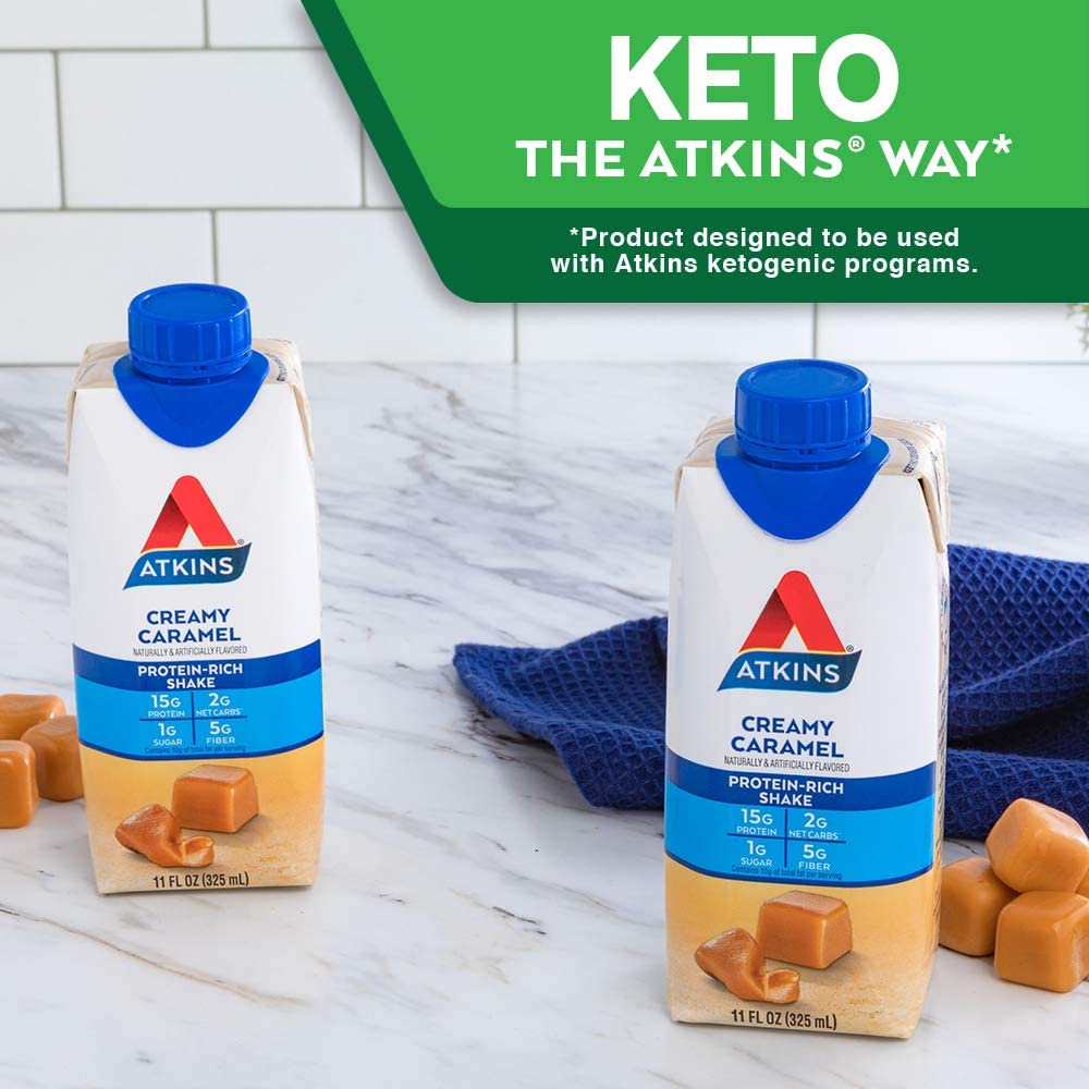 Atkins Energy Shake Creamy Caramel. Keto-Friendly 4 Count (Pack of 3)