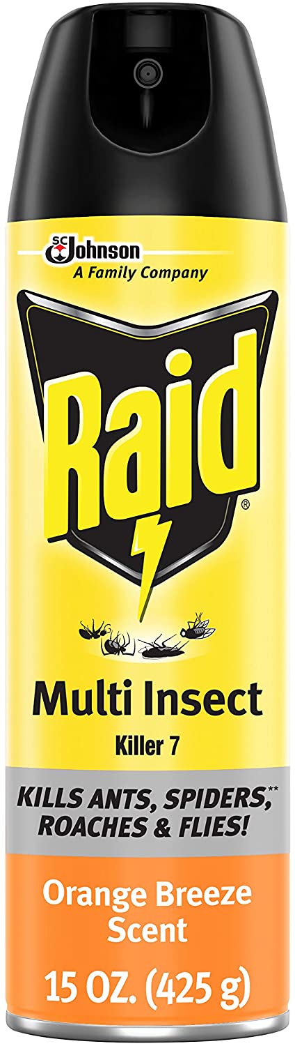 Raid Multi Insect Killer. Kills Ants. Spiders. Roaches and Flies. Orange Breeze. 15 Oz
