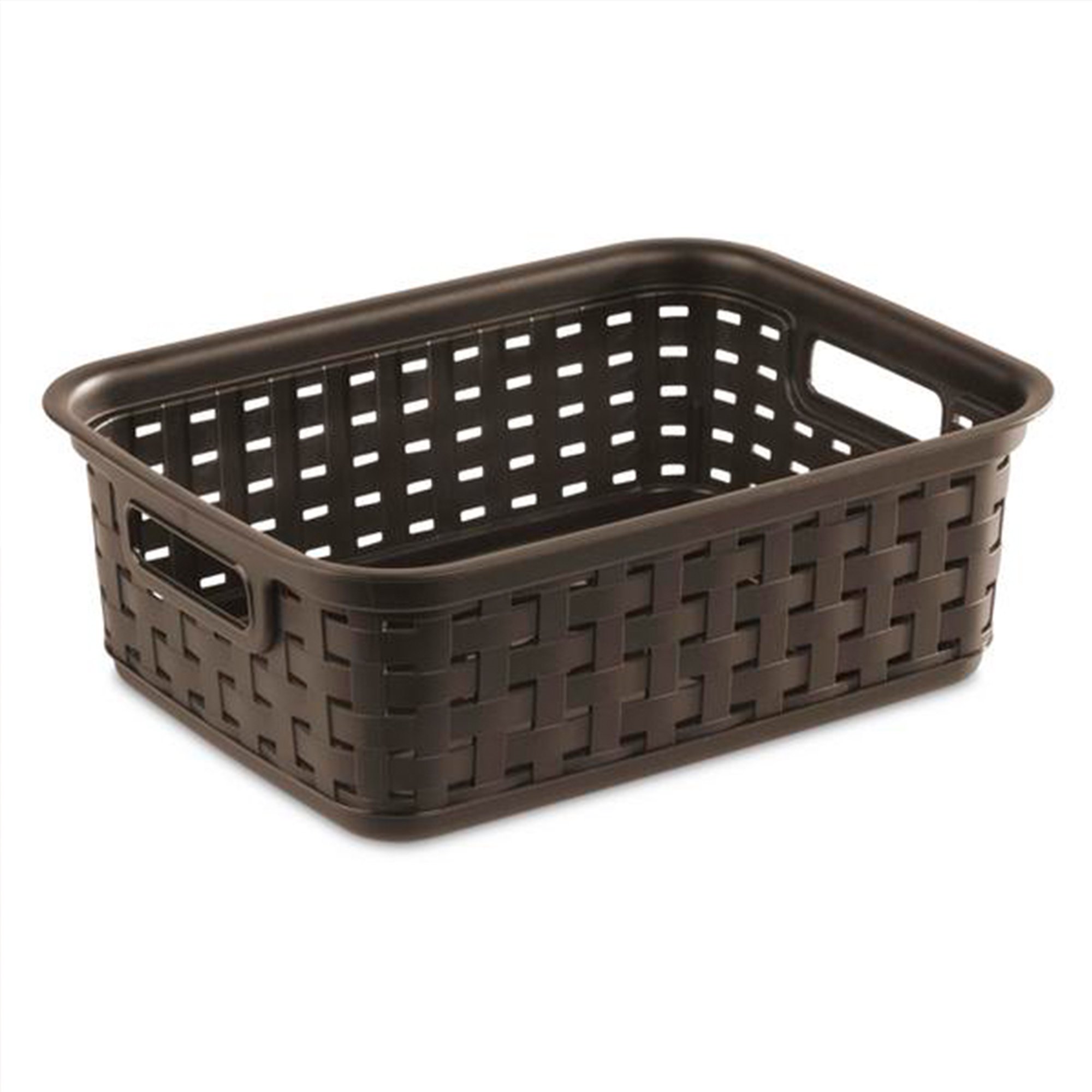 Sterilite Small 11 Inch Long Weave Storage Basket Organizer. Espresso (16 Pack)