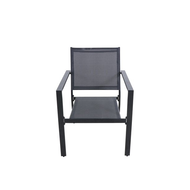 Mainstays Kingston Ridge 4-Piece Outdoor Conversation Set. Black Steel and Grey Sling