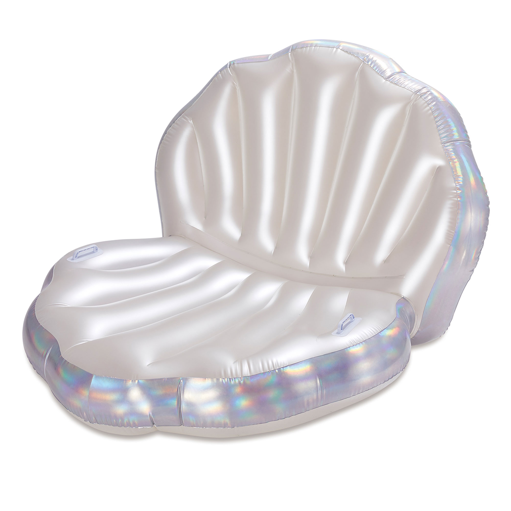 Summer Waves 75 x 57 Inch Large Holographic Seashell Inflatable Pool Float