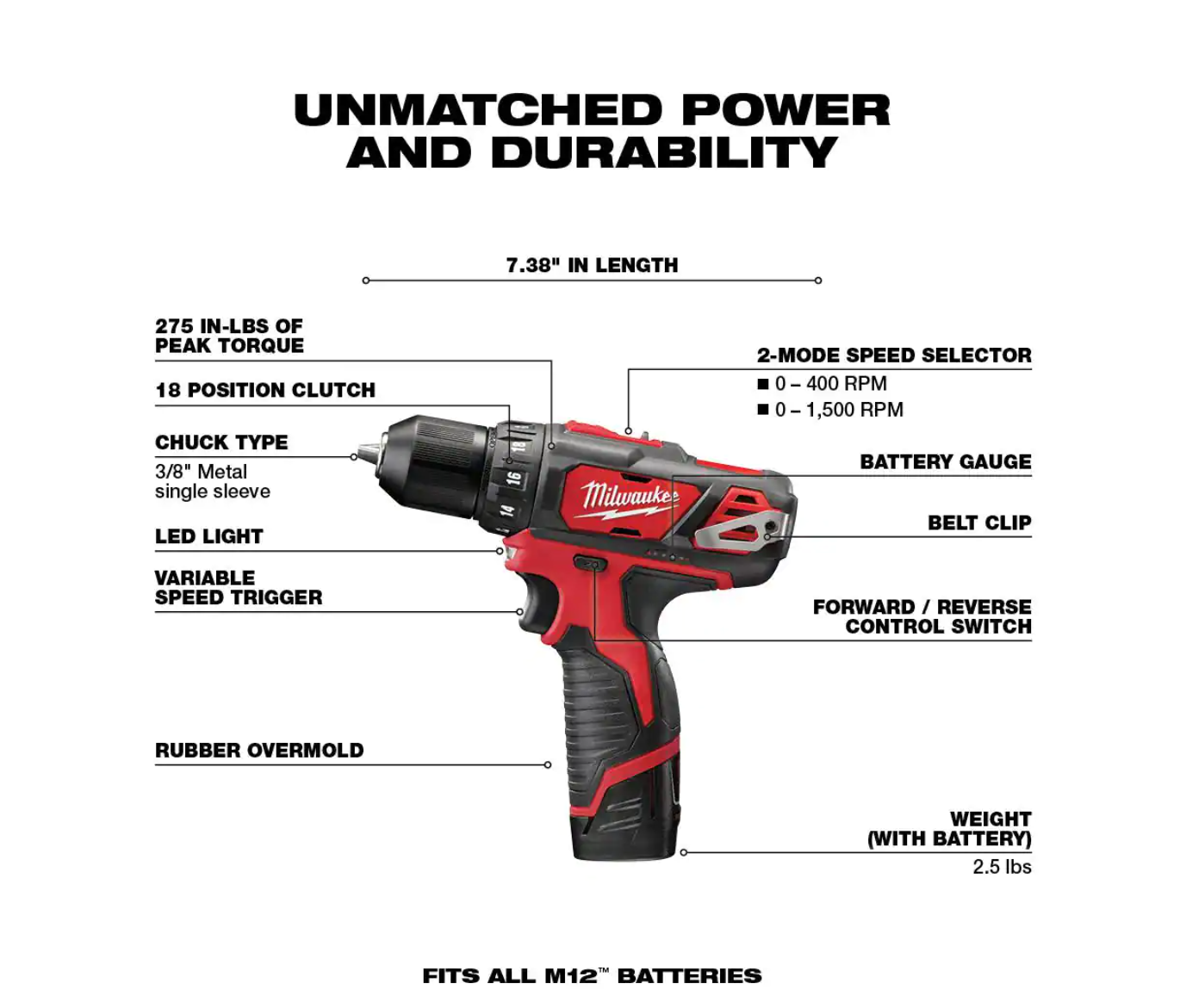 Milwaukee 2407-22-2426-20 M12 12V Lithium-Ion Cordless 3/8 in. Drill/Driver Kit with M12 Oscillating Multi-Tool