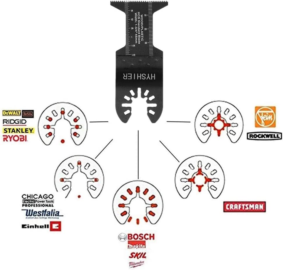 HYSHIER 50 Pcs Oscillating Tool Blades. Professional Universal Oscillating Saw Blades. Wood Multitool Blades. Quick Release Durable Oscillating Tool. Multi Tool Blades Fit All Models (44mm)