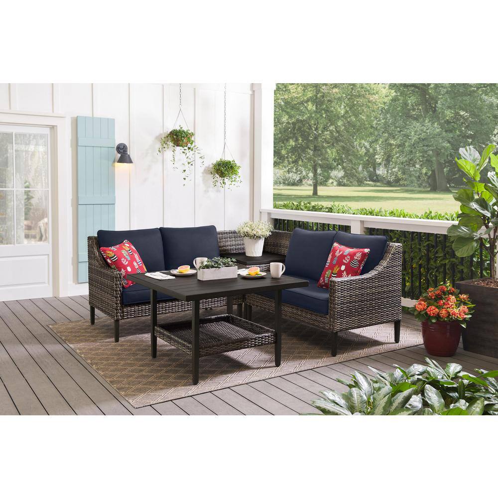 Hampton Bay 4-Piece Steel Patio Conversation Sectional Set