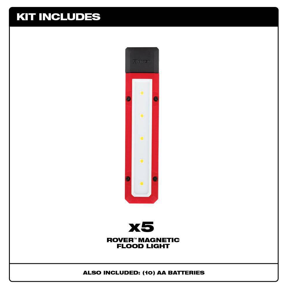 Milwaukee 2108-X5 300 Lumens LED Magnetic Flood Light (5-Pack)