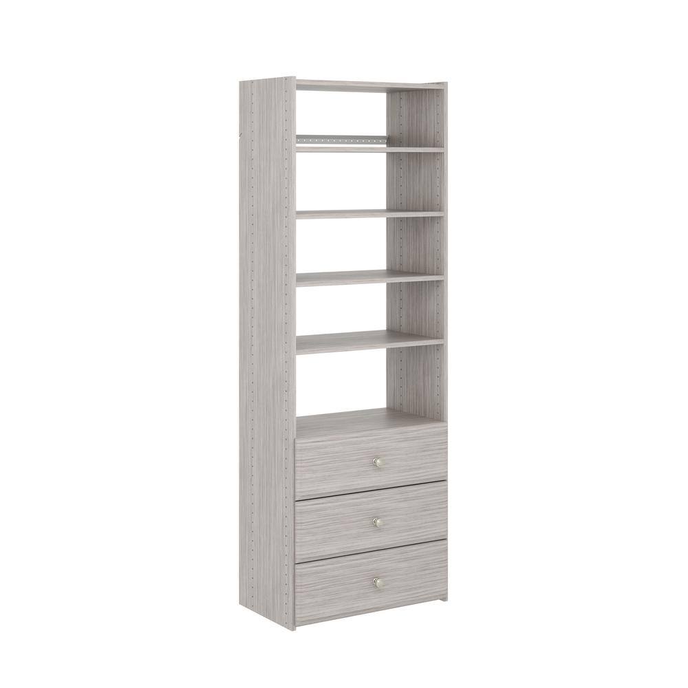 Closet Evolution GR56 Premier Essential 25 in. W Rustic Grey Wood Closet Tower