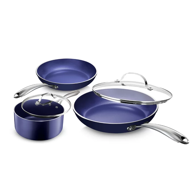 Granitestone Nonstick Pots and Pans Set 5 Piece Nonstick Cookware Set Stay Cool Handles. Dishwasher Safe Dorm Room Essentials Cookware Set. Includes Fry Pans. Saucepan / Pot and Lids College Essentials Kitchen Set