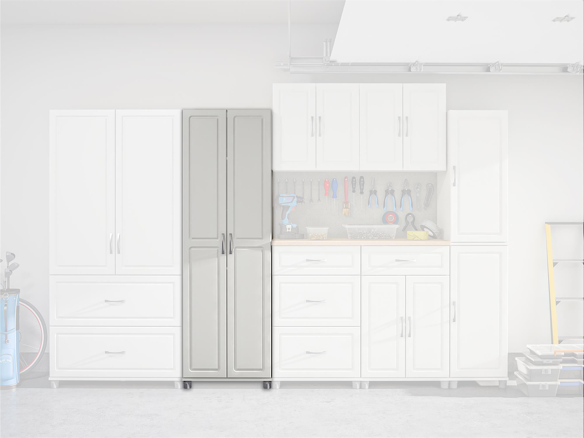 Systembuild Evolution Kendall 24″ Utility Garage Storage Cabinet. White