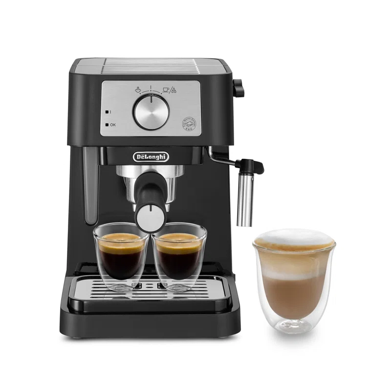 DeLonghi EC260BK Stilosa Black and SS 15-Bar Pump Espresso Maker