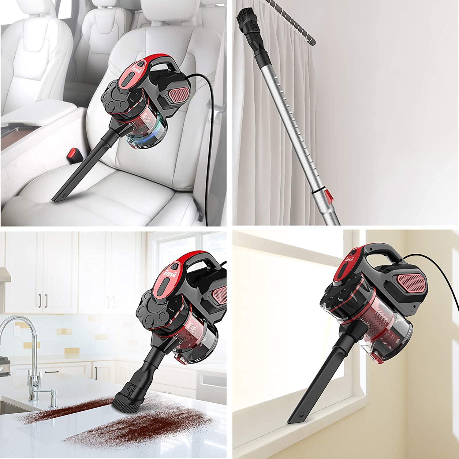 INSE Stick Corded Vacuum Cleaner. 18KPA Powerful Suction with 600W Motor. 3-in-1 Handheld for Pet Hair Hard Floor Home