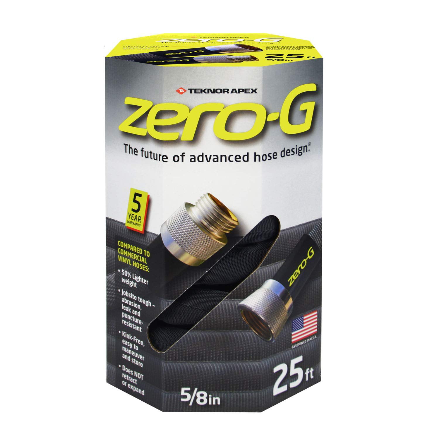 zero-G 4001-25 8 Inch by 25 Feet Lightweight. Ultra Flexible. Durable. Kink-Free Garden Hose. 5. 5/8″ x 25′. Gray