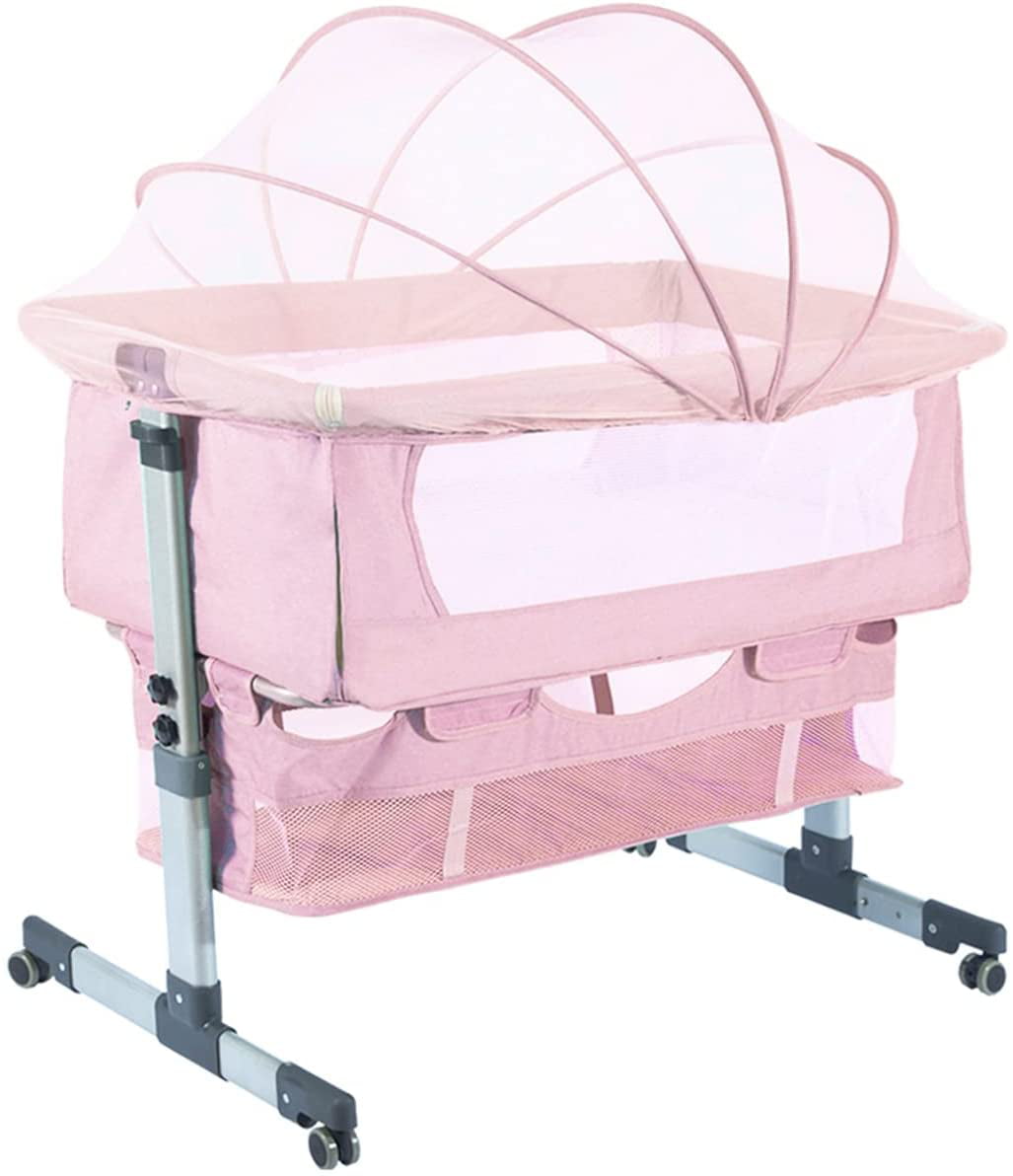 Lamberia 3 in 1 Bassinet for Baby. Easy Folding Sleeper with Mattress Included. Baby Girl (Pink)