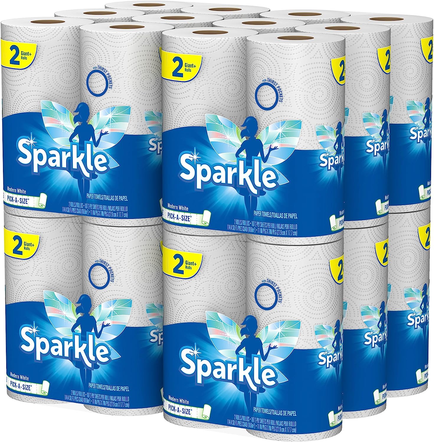 Sparkle Paper Towels. 24 Giant Rolls. Pick-A-Size. White