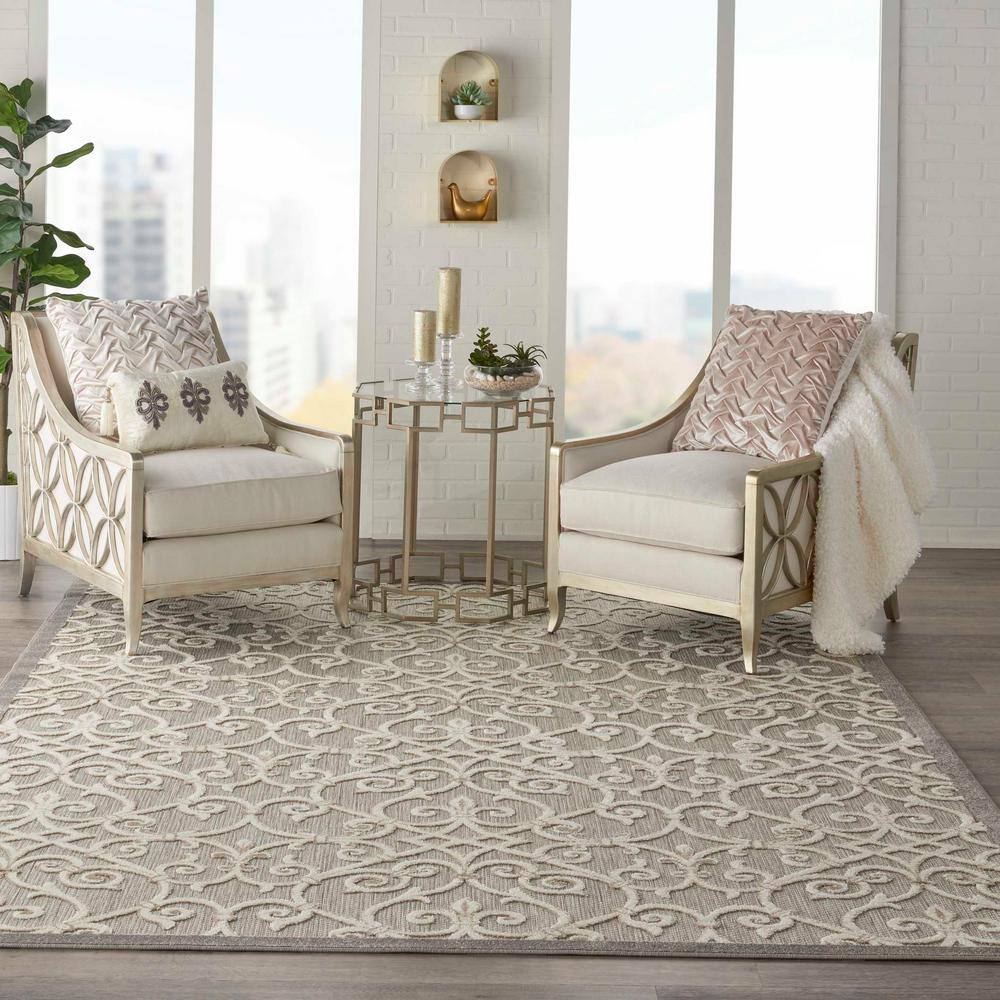 Nourison  Aloha Natural 10 ft. x 13 ft. Moroccan Modern Indoor/Outdoor Patio Area Rug