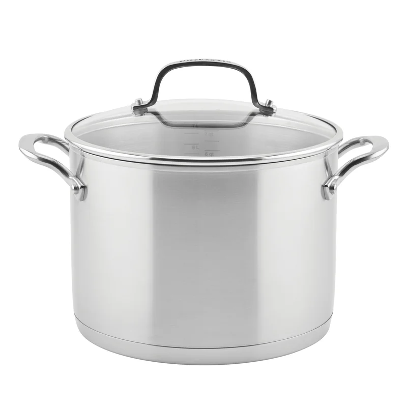 KitchenAid 71003 3-Ply Base Brushed Stainless Steel Stock Pot/Stockpot with Lid. 8 Quart