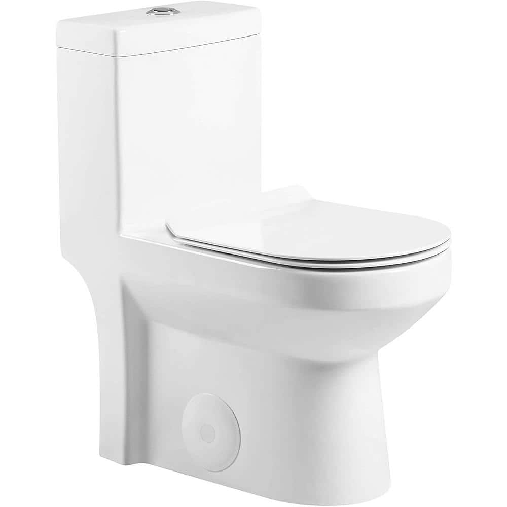 FINE FIXTURES MOTB10W Jawbone 10 in. Rough-In 1-piece 1.08 GPF /1.58 GPF Dual Flush Round Toilet in White. Seat Included