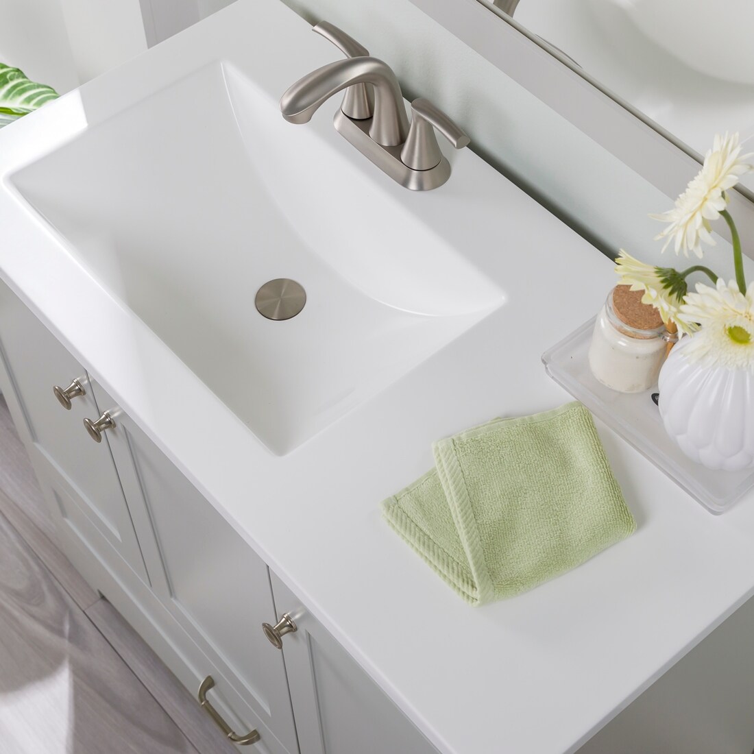 Diamond NOW Cassidy 36-in Pearl Gray Single Sink Bathroom Vanity with White Cultured Marble Top