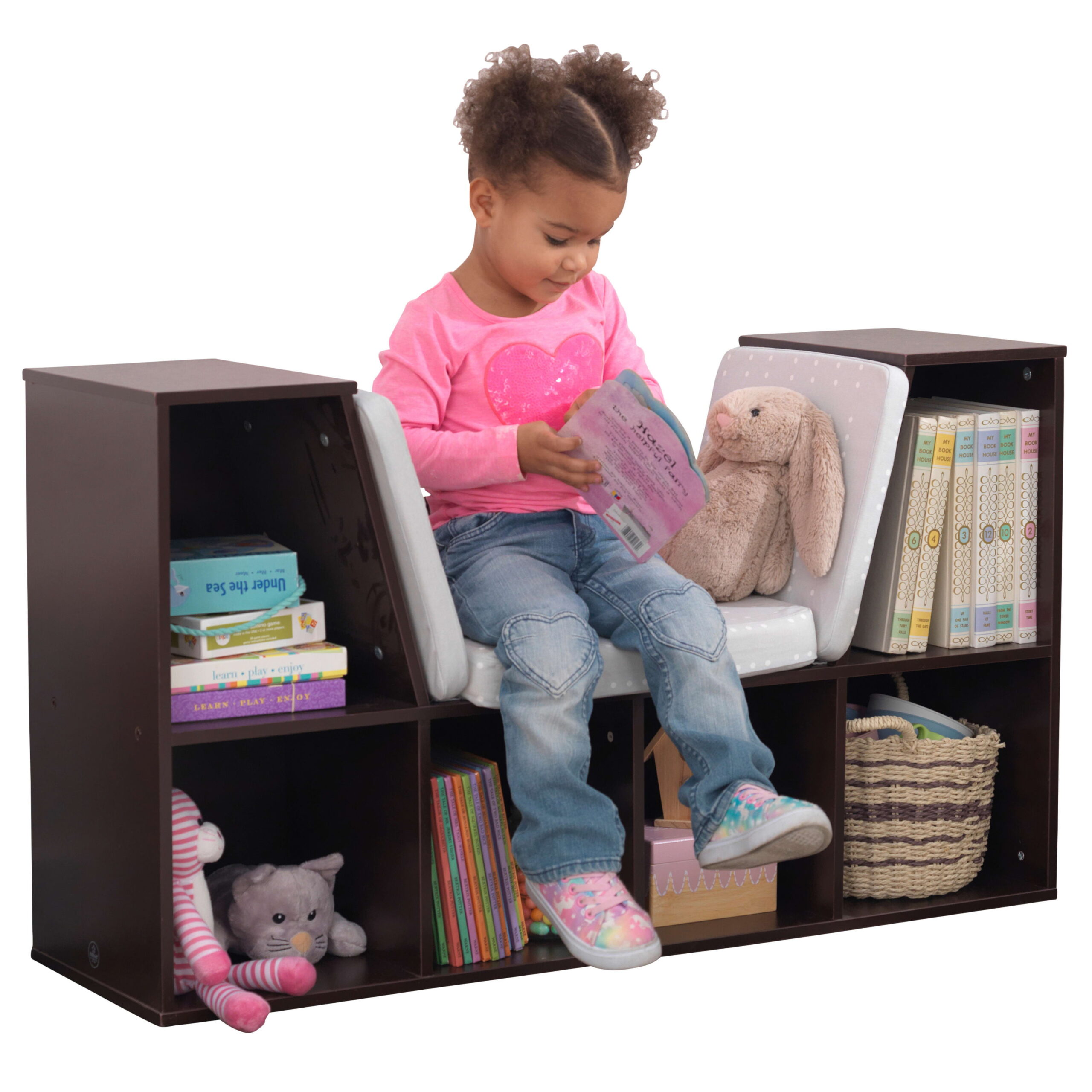 KidKraft Bookcase with Reading Nook. 6 Shelves. Espresso