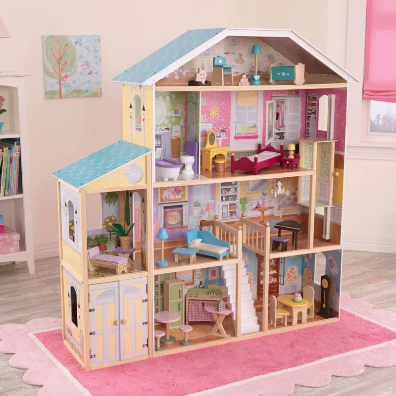 KidKraft Majestic Mansion Wooden Dollhouse with 34-Piece Accessories. Working Elevator and Garage. Gift for Ages 3+