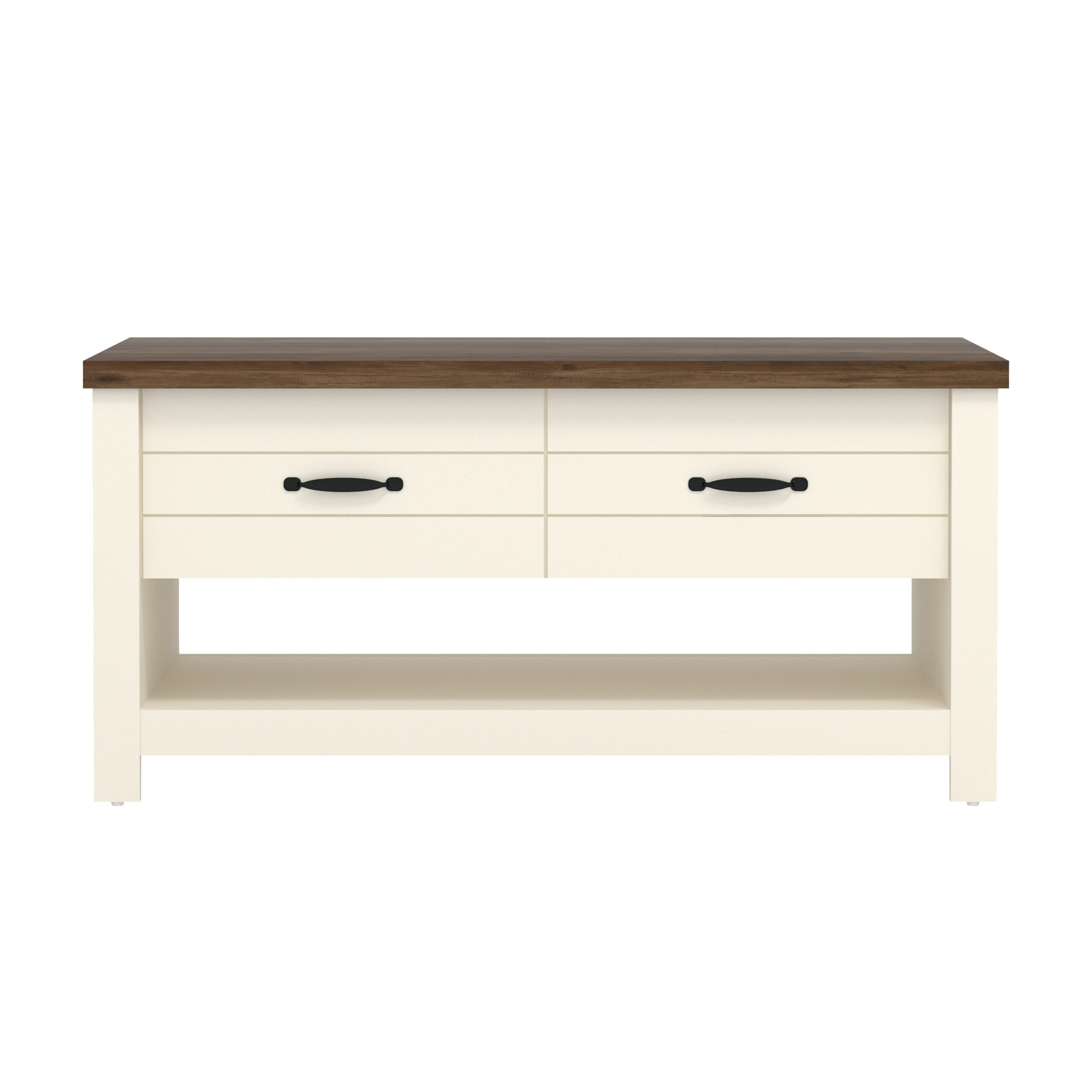 Hillsdale Lancaster Farmhouse Wood Lift Top Coffee Table. Ivory/Oak